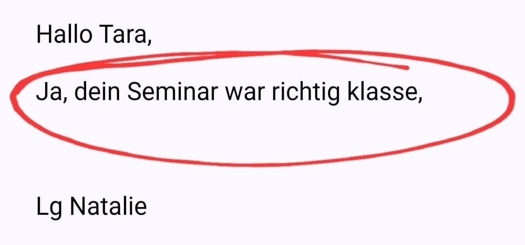 Feedback: dein Seminar war richtig klasse